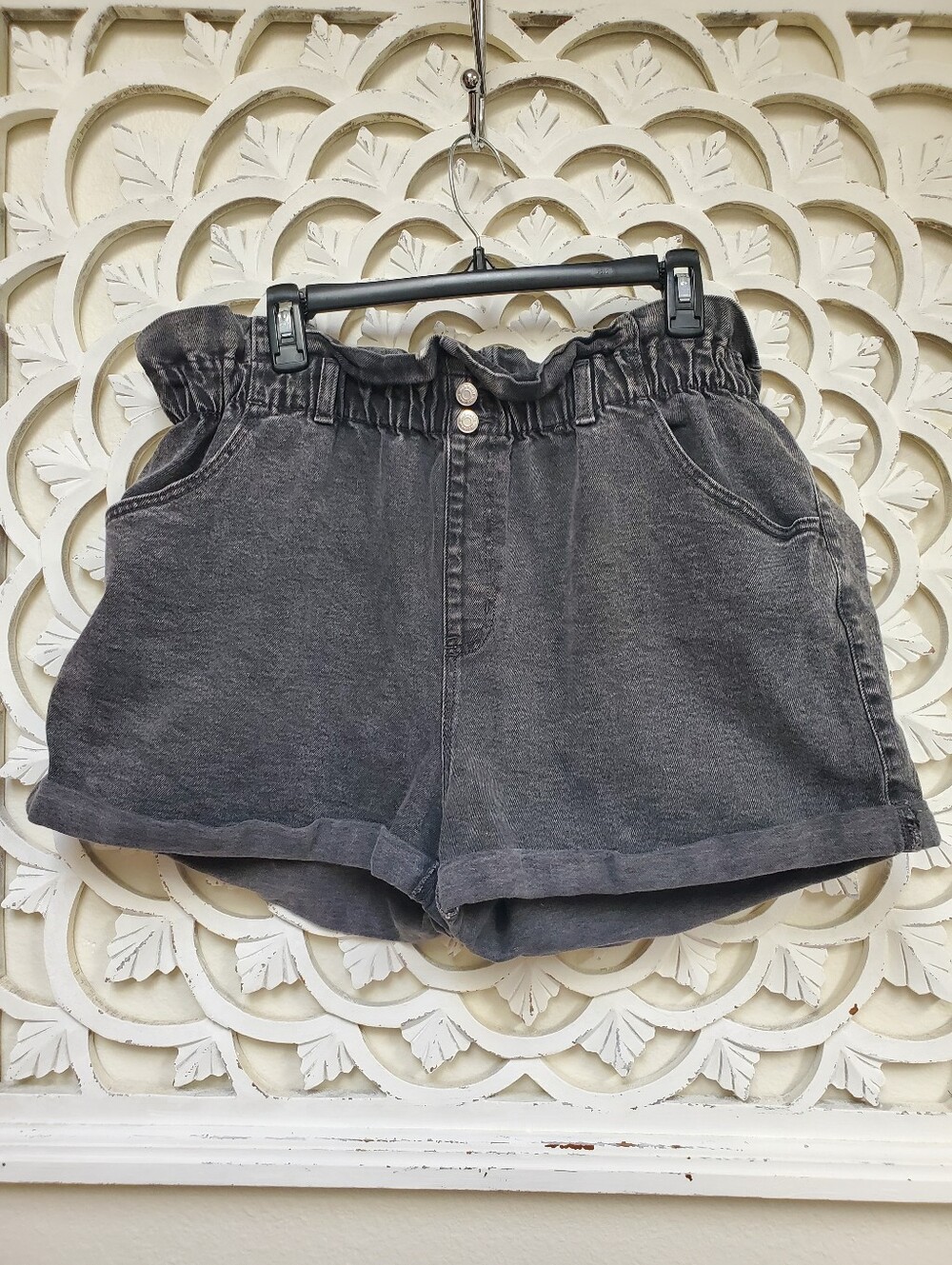 Wild Fable Paper Bag Black Denim Stretch Jeans Shorts Size XL
